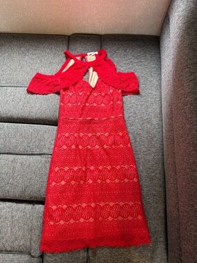 Francesca's Red Lace Mini Dress Sleeveless, Size S